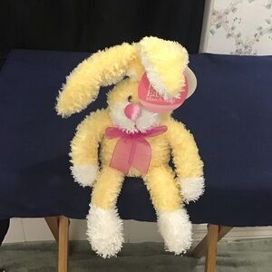 Easter Fuzzy Bunny Dan Dee Collector’s Choice Pink/White Moveable Long Ears NWT.